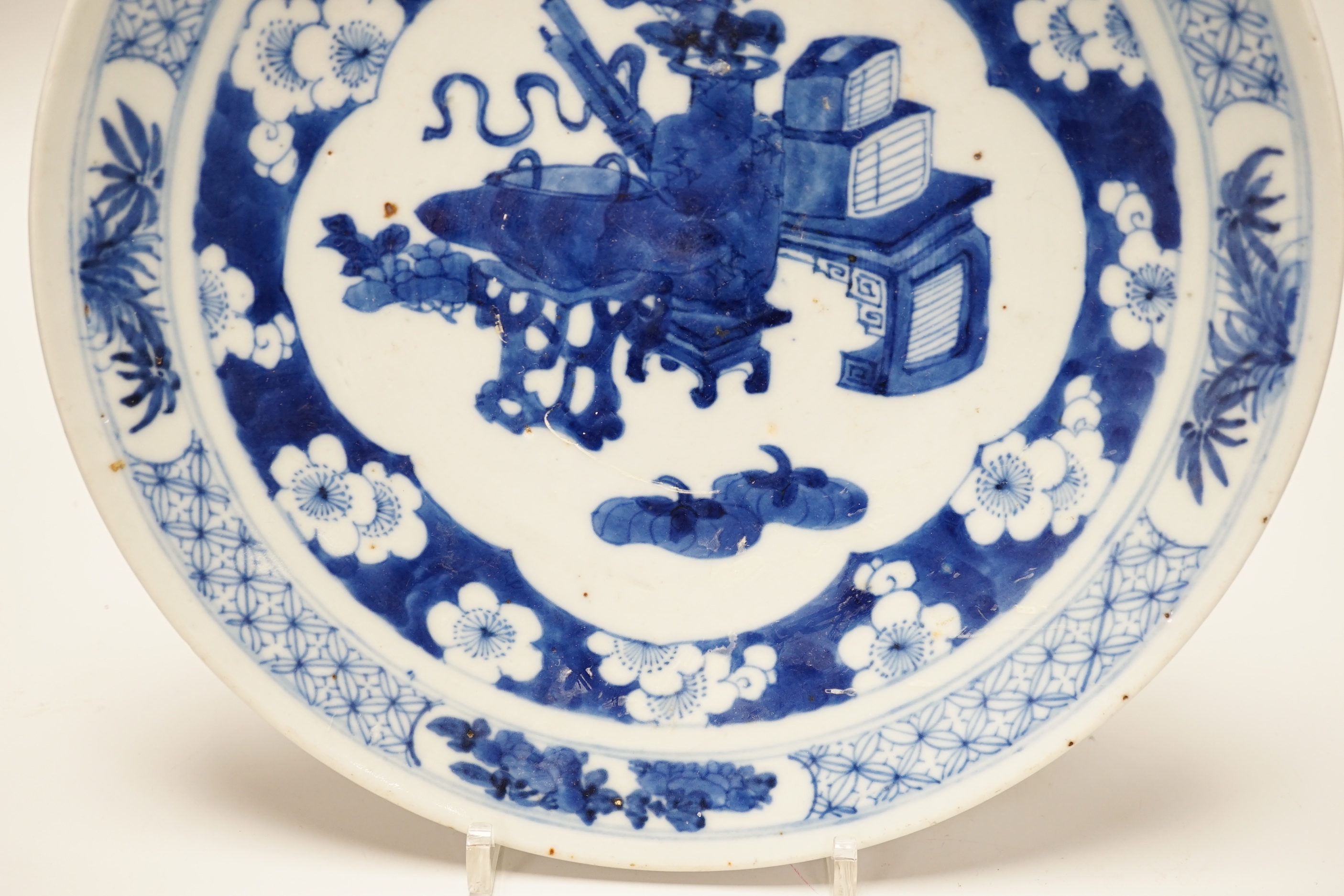 A 19th century Chinese blue and white plate, 25.5cm